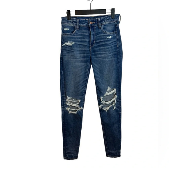 American Eagle Next Level Stretch High Rise Distressed Jeggings - Picture 1 of 6